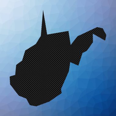 Batı Virginia Geometrik Haritası Batı Virginia 'nın Stencil şekli düşük polyester tarzında Muhteşem ABD