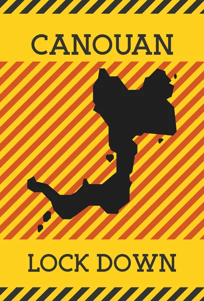 Canouan Lock Down Sign Gele eiland pandemie gevaar pictogram Vector illustratie — Stockvector