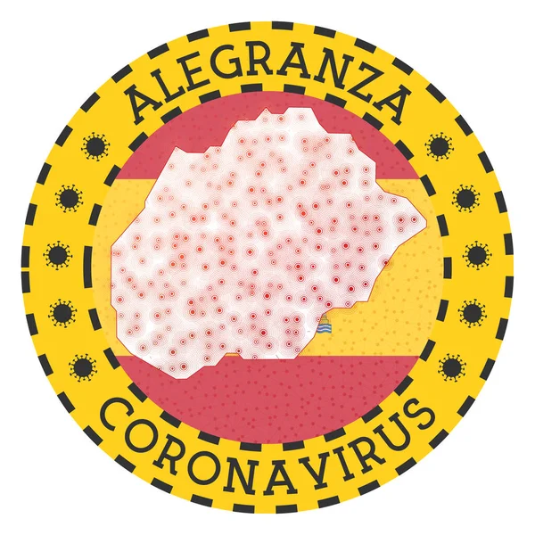 Alegranza sign Round badge with shape of Alegranza Yellow island lock down emblem — 스톡 벡터