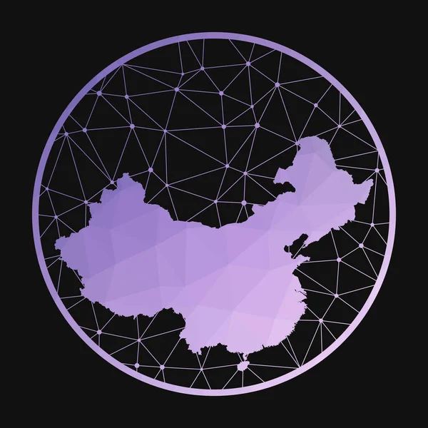 China icono Vector mapa poligonal del país China icono en estilo geométrico El mapa del país con — Vector de stock