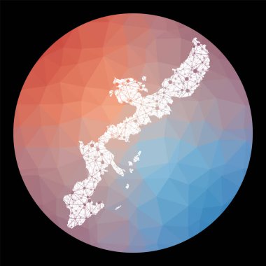Vector ağı Okinawa Adası haritası Okinawa çevresindeki düşük polimer arka plana sahip adanın haritası