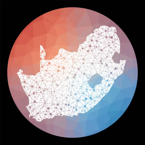 低背景的南非地图（英语：map of the country with low poly background） — 图库矢量图片