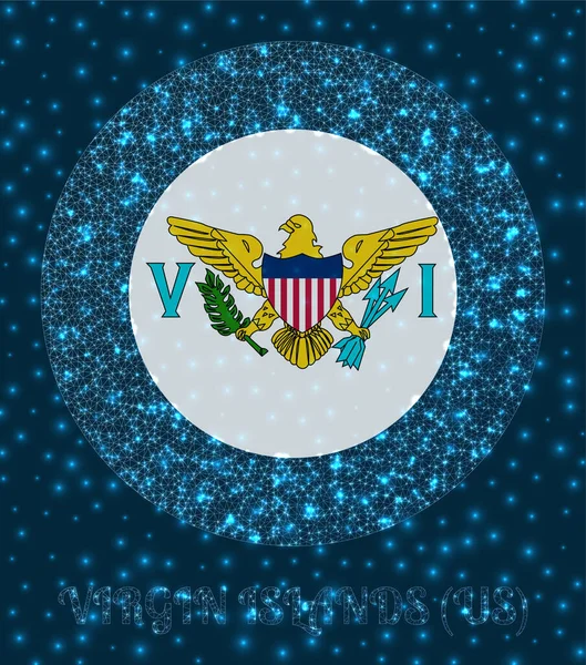 Insigne rond des îles Vierges américaines Drapeau des îles Vierges américaines dans le style maillé de réseau lumineux Pays — Image vectorielle