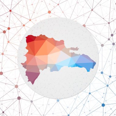 Ülkedeki Dominicana Teknolojisinin soyut vektör haritası geometrik biçim posteri Çokgen