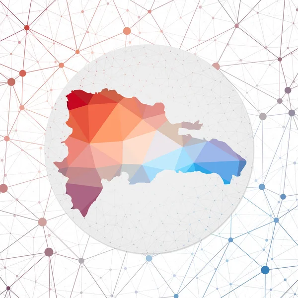 A Dominicana Technology absztrakt vektortérképe az ország geometrikus stílusú plakátjában Polygonal — Stock Vector