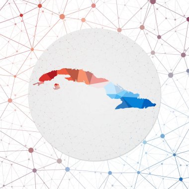 Ülkedeki Küba Teknolojisinin soyut vektör haritası üzerinde Çokgen Küba haritası