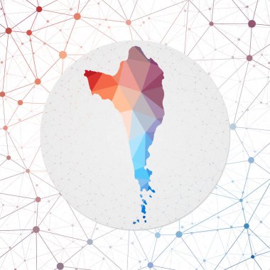 Adanın geometrik stil posterindeki Phu Quoc Teknolojisinin soyut vektör haritası