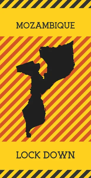 Mozambique Lock Down Sign País amarillo pandemia peligro icono Vector ilustración — Archivo Imágenes Vectoriales