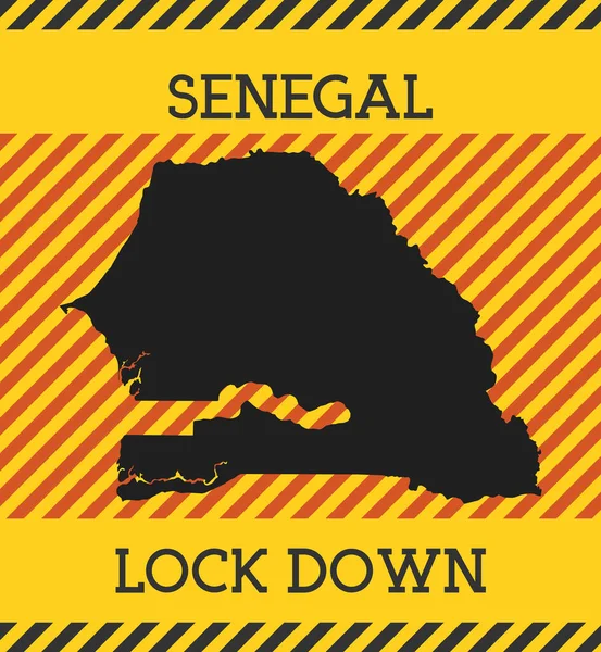 Senegal Lock Down Sign Yellow country pandemic danger icon Vector illustration — стоковий вектор