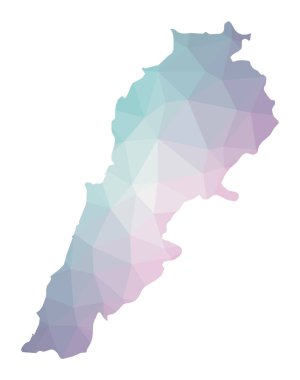 Ülkenin zümrüt ametist renkleriyle Lübnan Geometrik haritası Lübnan