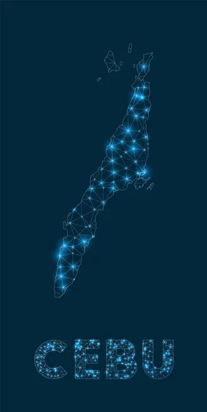 Карта сети Себу Абстрактная геометрическая карта острова Интернет и телекоммуникации — стоковый вектор