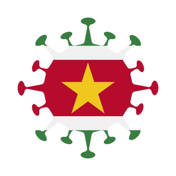 ( 영어 ) Flag of Suriname in virus shape Country sign Vector illustration — 스톡 벡터