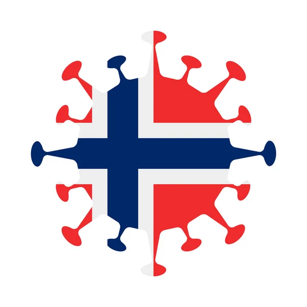 Bandera de Noruega en forma de virus Signo de país Vector illustration — Archivo Imágenes Vectoriales