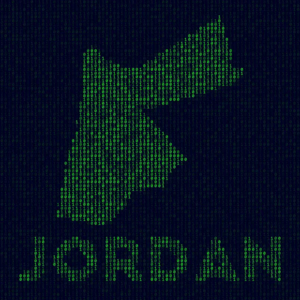 Ürdün 'ün ülke isimli ikili kod haritasında hacker stili logo ülkesi sembolü — Stok Vektör