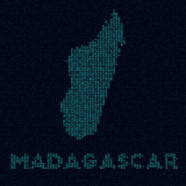 Madagaskar teknoloji haritası ülke adını taşıyan Madagaskar 'ın dijital stil siber haritası ülke sembolü