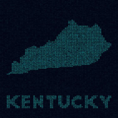 Kentucky teknoloji haritası. Kentucky 'nin dijital stil siber haritasında Amerika Birleşik Devletleri sembolü.