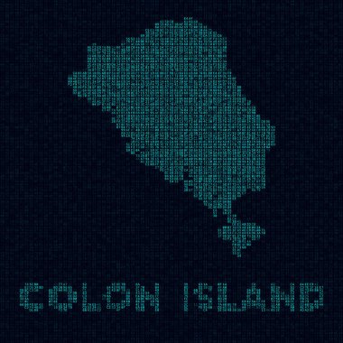 Colon Adası 'nın dijital stil siber haritasında ada isimli bir harita ada sembolü.