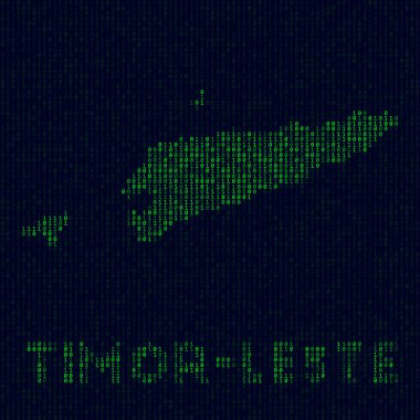 Dijital TimorLeste logo Ülke sembolü hacker stili TimorLeste 'nin ikili kod haritası