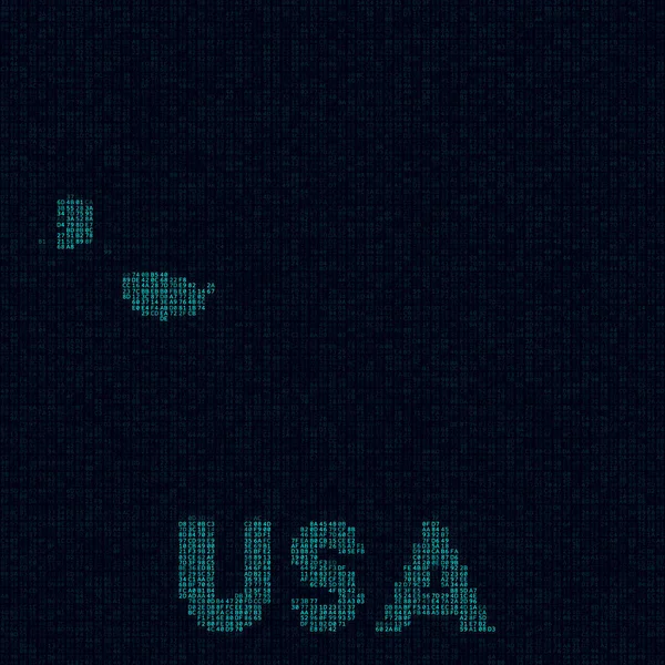 USA tech map Symbole du pays en style numérique Cyber carte des USA avec le nom du pays Vecteur élégant — Image vectorielle