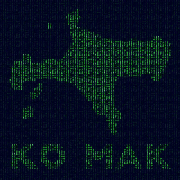 Logo digital de Ko Mak Símbolo de isla en estilo hacker Mapa de código binario de Ko Mak con nombre de isla — Vector de stock