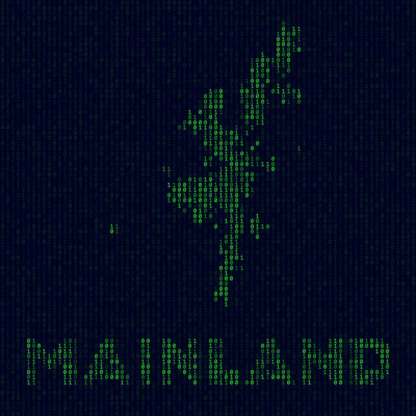 Digitales Festland-Logo Insel-Symbol im Hacker-Stil Binärcode-Karte von Festland mit Inselnamen — Stockvektor