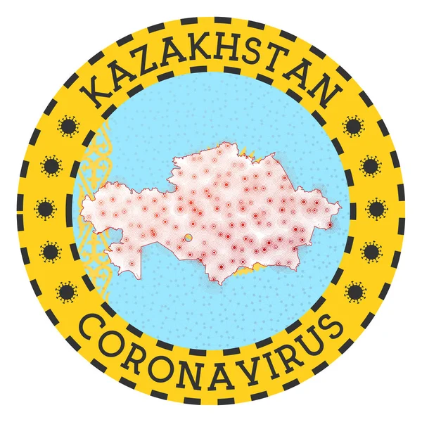 카자흐스탄의 코로나 바이러스, 카자흐스탄의 노란 나라가 문을 닫고 라운드 배지에 서명 — 스톡 벡터