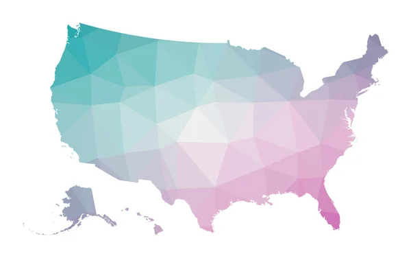 Polygonal map of USA Geometrikus illusztráció az ország smaragd ametiszt színek USA térkép — Stock Vector