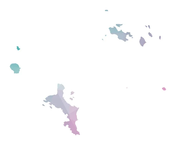Polygonale Karte der Seychellen Geometrische Darstellung der Insel in smaragdgrünen Amethyst-Farben — Stockvektor