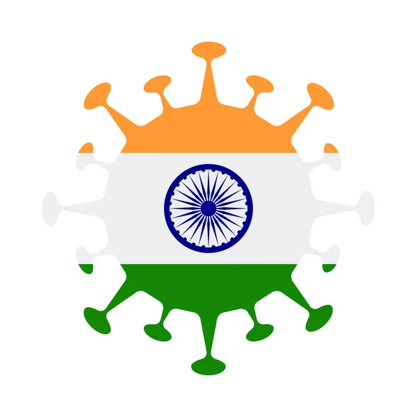 病毒形状的印度国旗国家符号向量图解 — 图库矢量图片