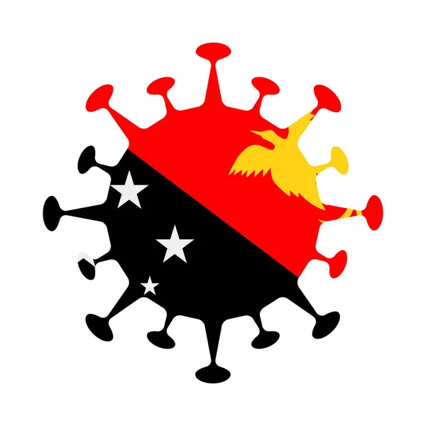 Vlajka Papuy-Nové Guineje ve tvaru viru Značka země Vektorová ilustrace — Stockový vektor