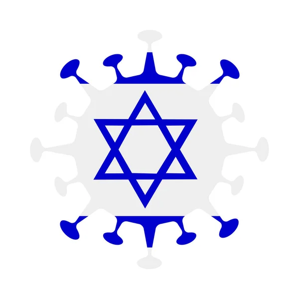 ウイルスの形でイスラエルの旗国の看板ベクトルイラスト — ストックベクタ