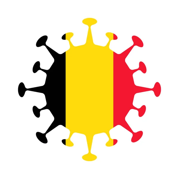 Flag of Belgium in virus shape Country sign Vector illustration — Stock Vector