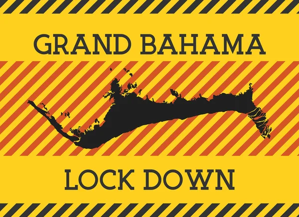 Grand Bahama Lock Down Sign Ícone de perigo pandêmico da ilha amarela Ilustração do vetor — Vetor de Stock