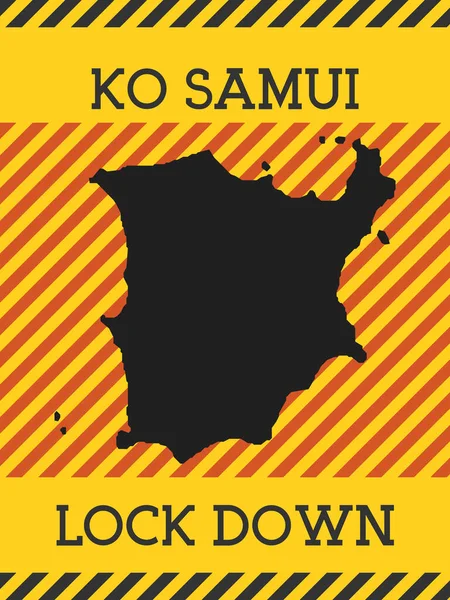 Ko Samui Bloqueio para baixo sinal Ícone de perigo pandêmico ilha amarela Ilustração vetorial —  Vetores de Stock