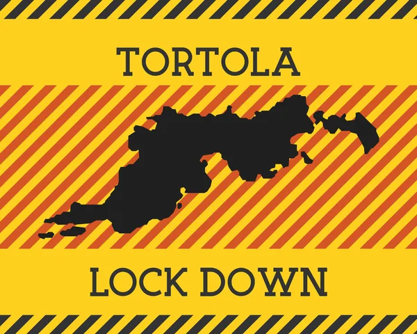 Tortola Kilitlenme İşareti Sarı Ada Pandemik Tehlike Vektör illüstrasyonu — Stok Vektör