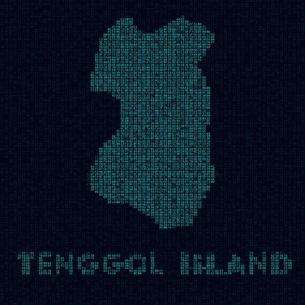 Tenggol Island tech map Symbol ostrova v digitálním stylu Kybermapa ostrova Tenggol s ostrovem — Stockový vektor