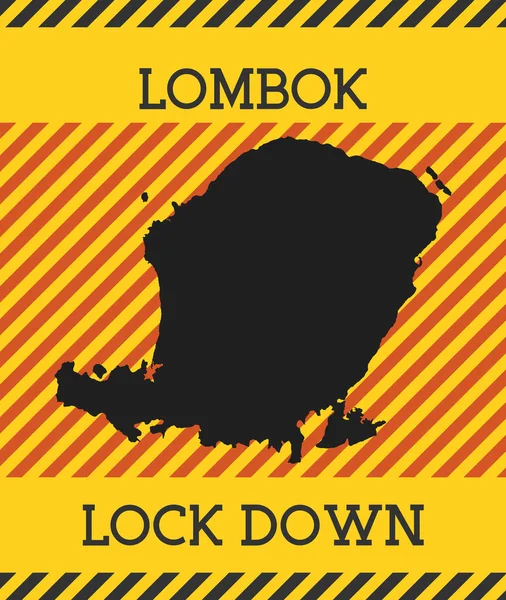 Lombok Kilitlenme İşareti Sarı Ada Pandemik Tehlike Vektör illüstrasyonu — Stok Vektör