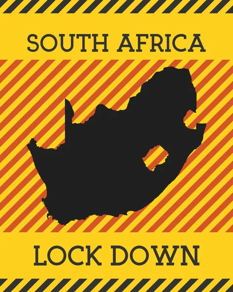 South Africa Lock Down Sign Yellow country pandemic danger icon Vector illustration — Stock Vector