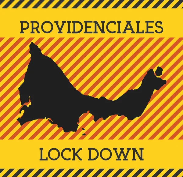 Providenciales Lock Down Sign Žlutý ostrov pandemické nebezpečí ikona Vektorové ilustrace — Stockový vektor