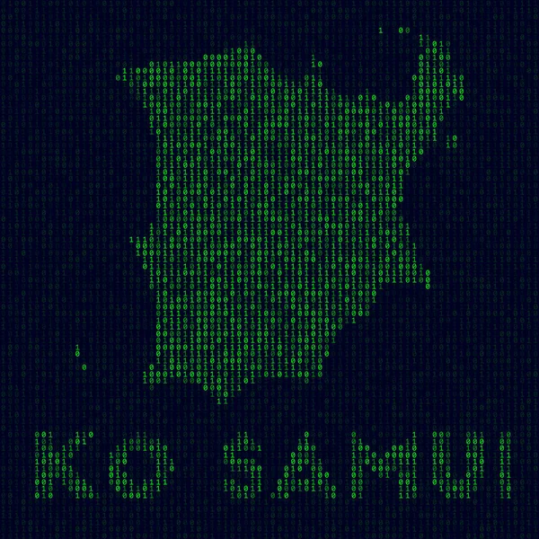 Logo digital de Ko Samui Símbolo de isla en estilo hacker Mapa de código binario de Ko Samui con nombre de isla — Vector de stock