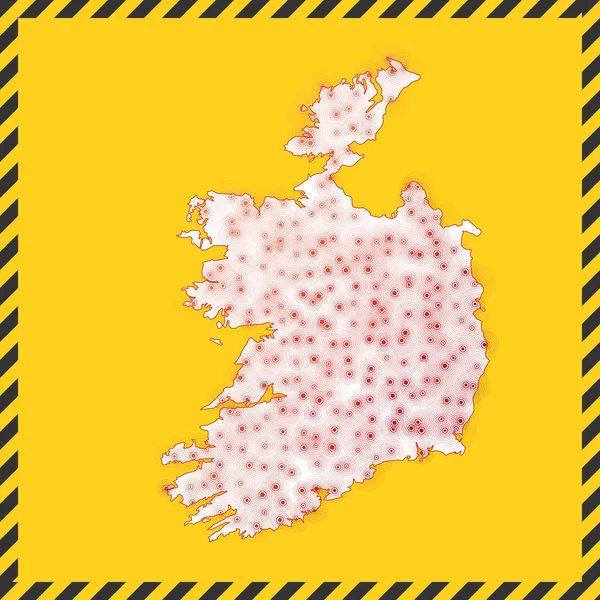 Ірландія закрила вірусний знак небезпеки Закрити країну Ікона Чорний смугастий кордон навколо карти з — стоковий вектор