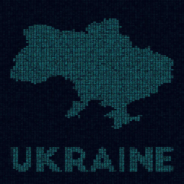 Ukrajina tech map Země symbol v digitálním stylu Kybernetická mapa Ukrajiny s názvem země Výkonný — Stockový vektor