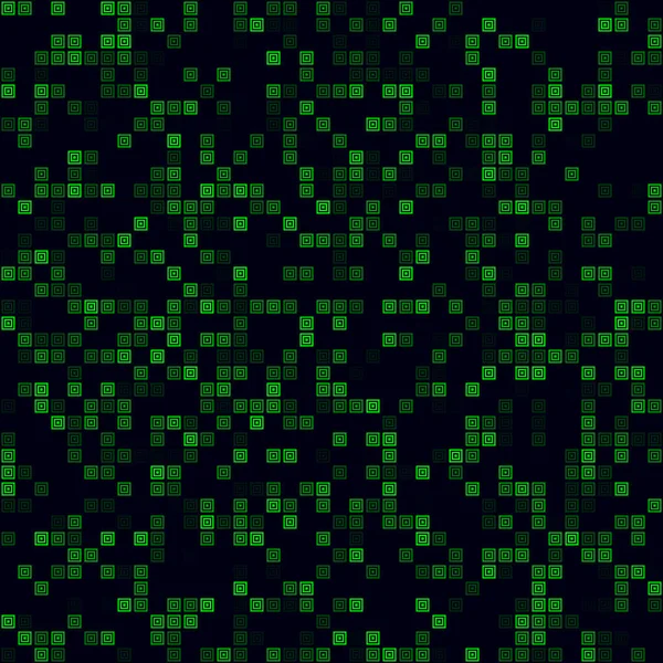 Digitale levendige achtergrond Sparse patroon van meerdere vierkanten Groen gekleurde naadloze achtergrond — Stockvector