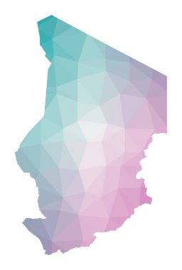 Çad 'ın coğrafi haritasında ülkenin zümrüt ametist renkleriyle resmedilmiş hali