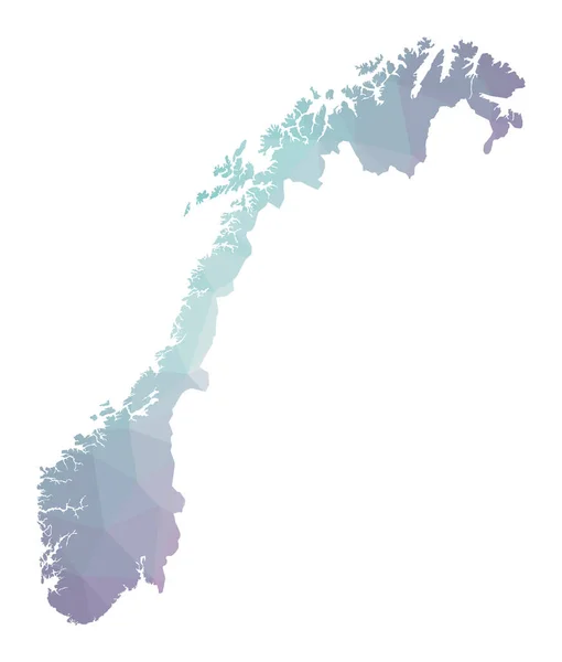 Mapa poligonal de Noruega Ilustración geométrica del país en colores amatista esmeralda Noruega — Vector de stock
