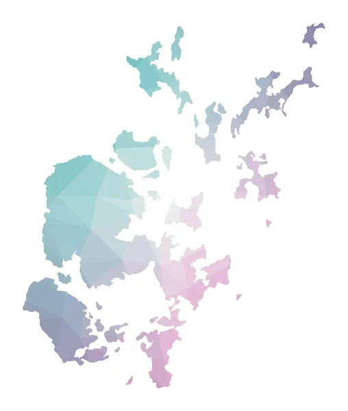 Mapa poligonal de las Islas Orcadas Ilustración geométrica de la isla en colores amatista esmeralda — Vector de stock