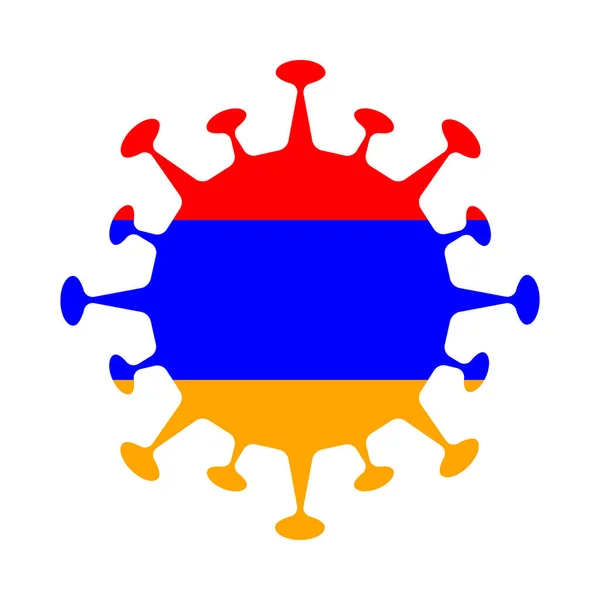 Bandera de Armenia en forma de virus Signo de país Vector illustration — Vector de stock