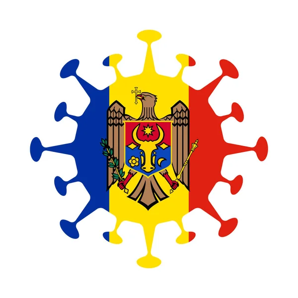 Flagga Moldavien i virusform Land tecken Vektor illustration — Stock vektor