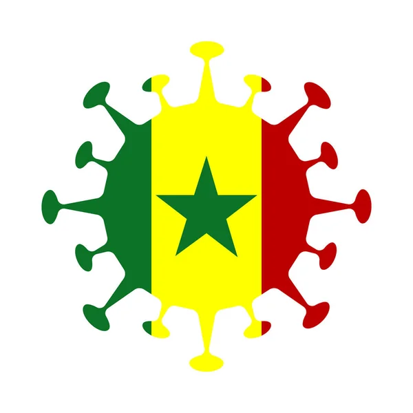 वायरस आकार में सेनेगल का ध्वज देश चिह्न वेक्टर चित्र — स्टॉक वेक्टर