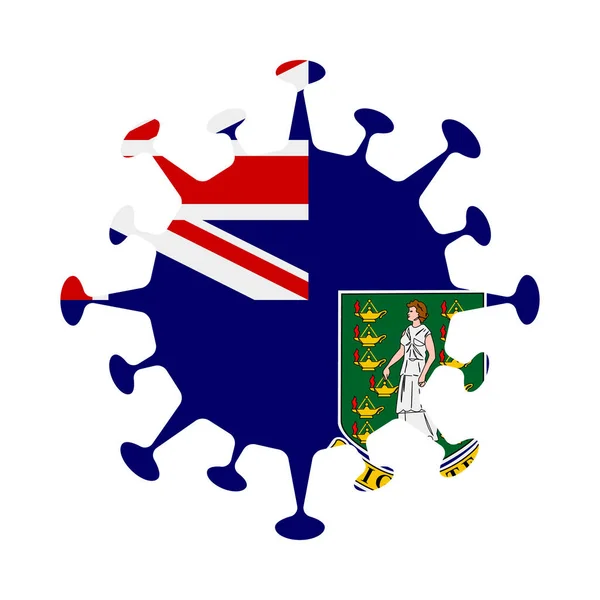Bandera de las Islas Vírgenes del Reino Unido en forma de virus Signo de país Vector illustration — Vector de stock